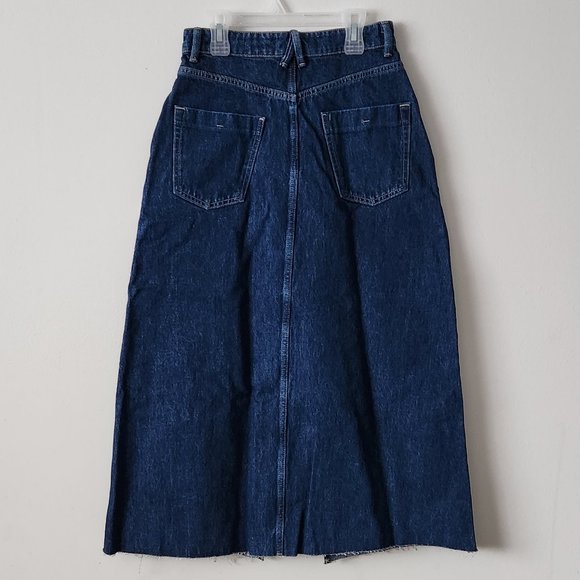 NWT ZARA Dark Blue Denim Midi Skirt - Picture 6 of 9